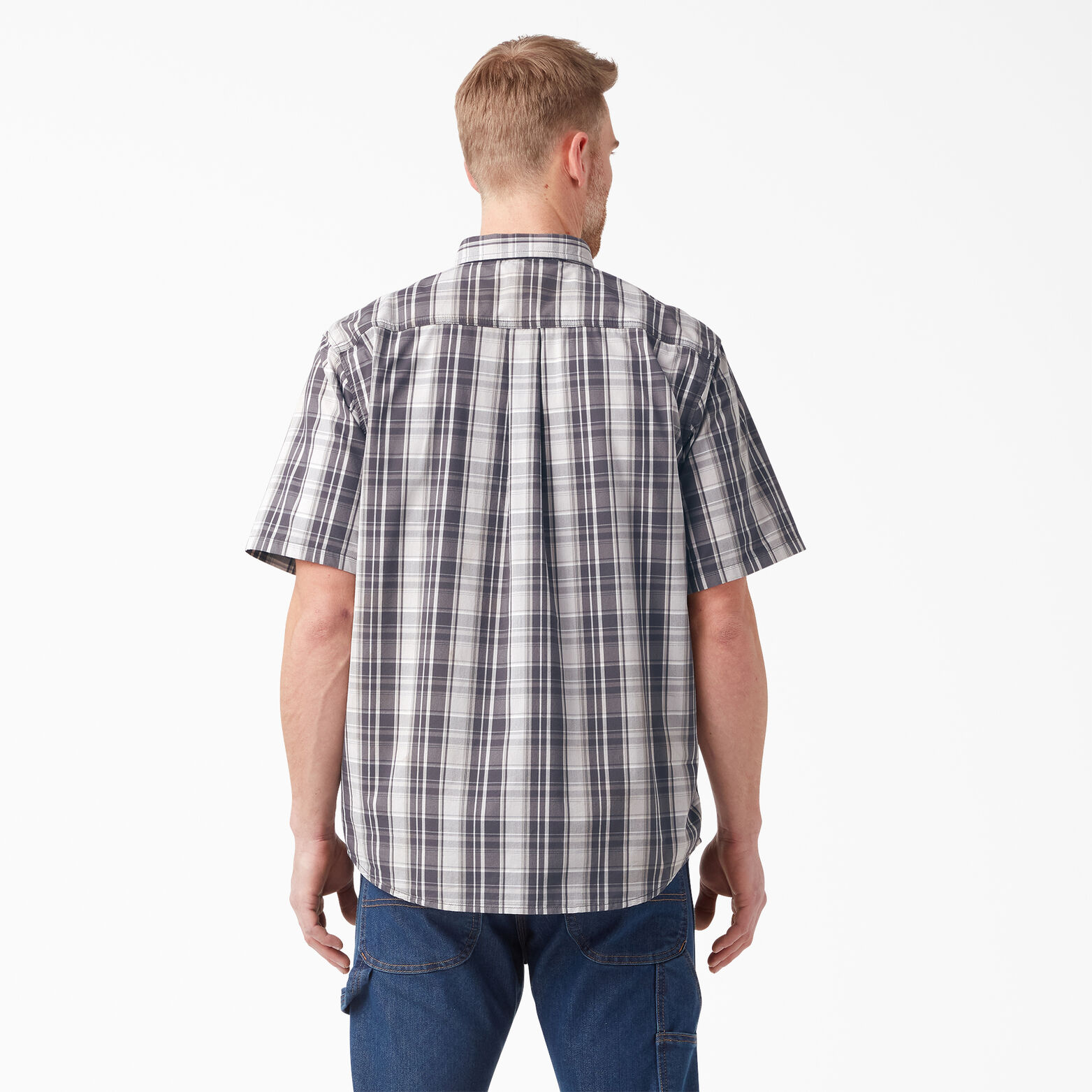 Dickies Mens Short Sleeve Casual Plaid Shirt 
